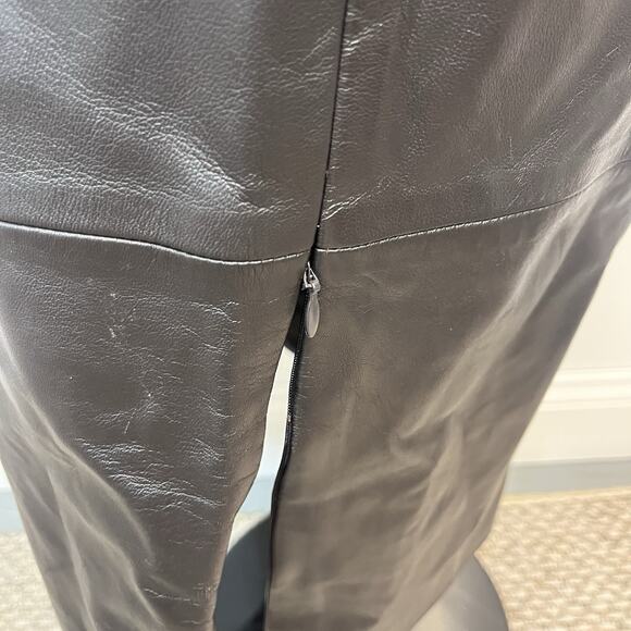 Dana Buchman Long Leather Skirt Women's 8 Black Brown Straight Career Formal - Picture 7 of 10